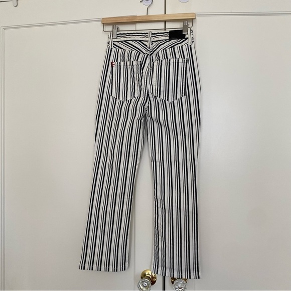 Urban Outfitters BDG Black and White Striped Kick Flare High Rise Cropped Jeans - Picture 4 of 4